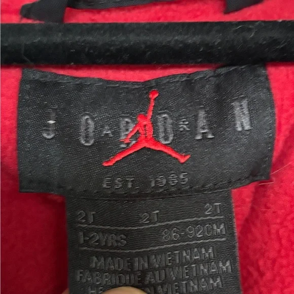 Jordan Black Puffer Jacket with Red and White Stripes - Picture 5 of 6